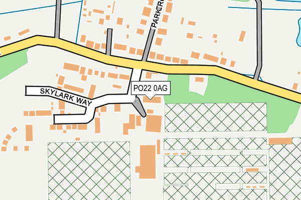 PO22 0AG map - OS OpenMap – Local (Ordnance Survey)