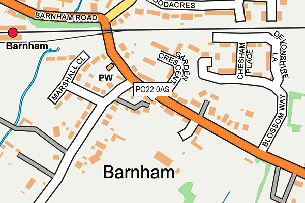 PO22 0AS map - OS OpenMap – Local (Ordnance Survey)