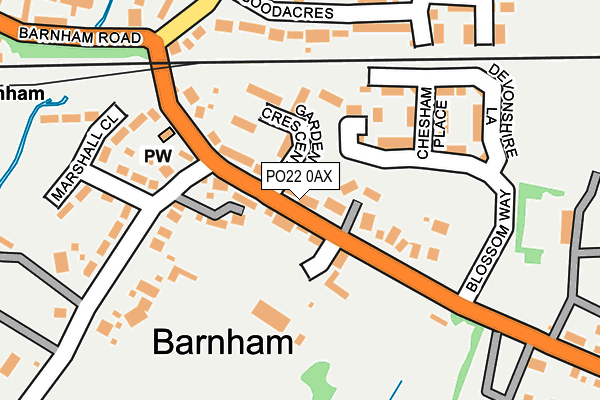 PO22 0AX map - OS OpenMap – Local (Ordnance Survey)