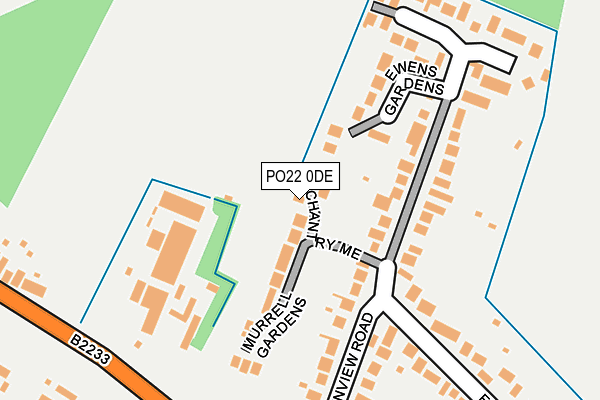 PO22 0DE map - OS OpenMap – Local (Ordnance Survey)