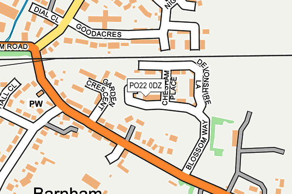 PO22 0DZ map - OS OpenMap – Local (Ordnance Survey)