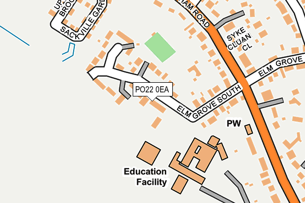 PO22 0EA map - OS OpenMap – Local (Ordnance Survey)