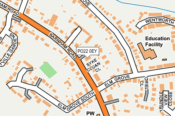 PO22 0EY map - OS OpenMap – Local (Ordnance Survey)