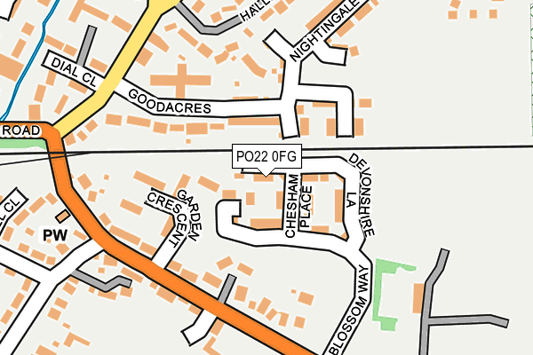 PO22 0FG map - OS OpenMap – Local (Ordnance Survey)