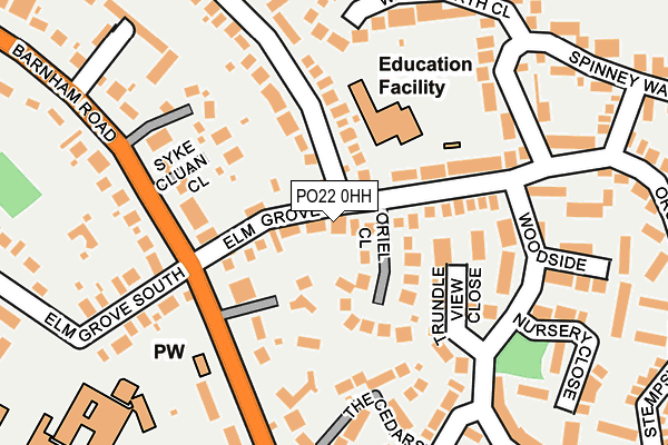 PO22 0HH map - OS OpenMap – Local (Ordnance Survey)