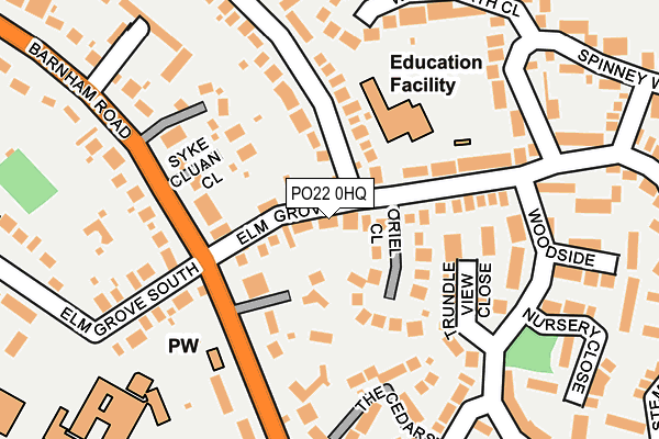 PO22 0HQ map - OS OpenMap – Local (Ordnance Survey)