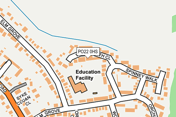 PO22 0HS map - OS OpenMap – Local (Ordnance Survey)