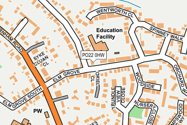 PO22 0HW map - OS OpenMap – Local (Ordnance Survey)