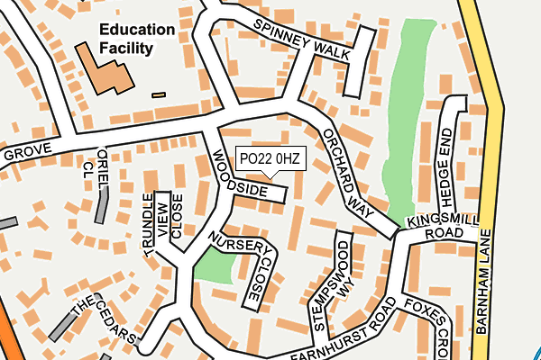 PO22 0HZ map - OS OpenMap – Local (Ordnance Survey)