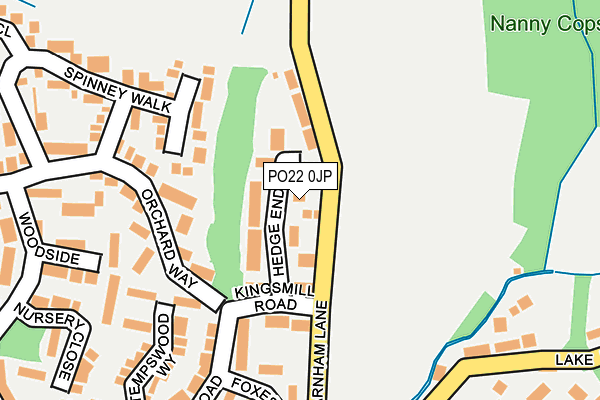 PO22 0JP map - OS OpenMap – Local (Ordnance Survey)