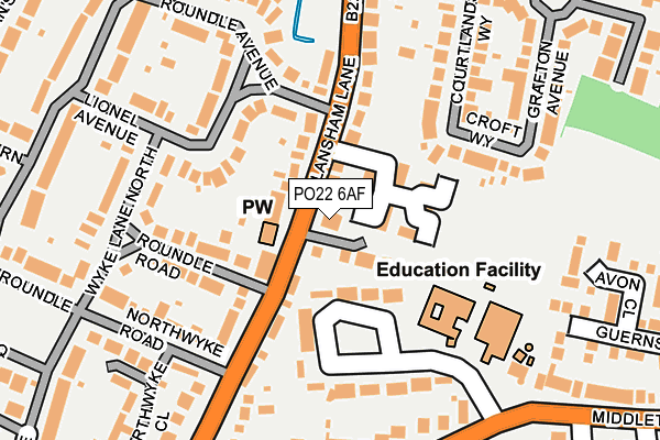 PO22 6AF map - OS OpenMap – Local (Ordnance Survey)