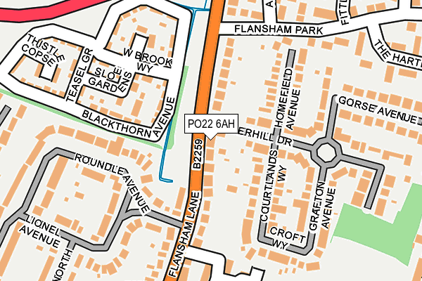 PO22 6AH map - OS OpenMap – Local (Ordnance Survey)