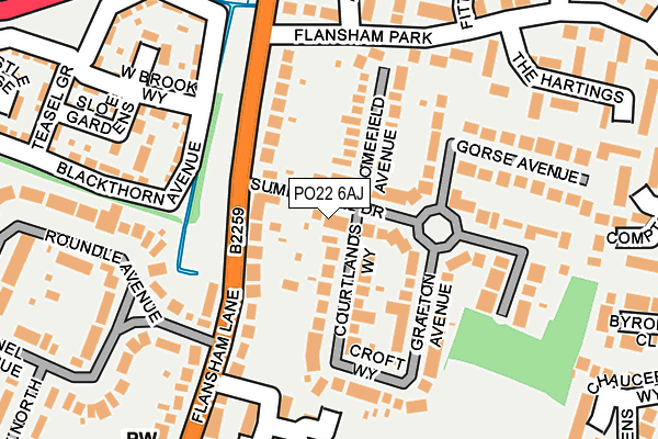 PO22 6AJ map - OS OpenMap – Local (Ordnance Survey)