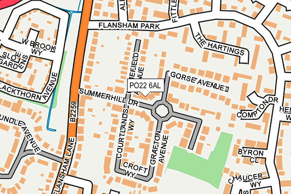 PO22 6AL map - OS OpenMap – Local (Ordnance Survey)
