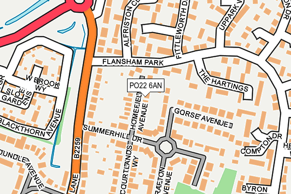 PO22 6AN map - OS OpenMap – Local (Ordnance Survey)