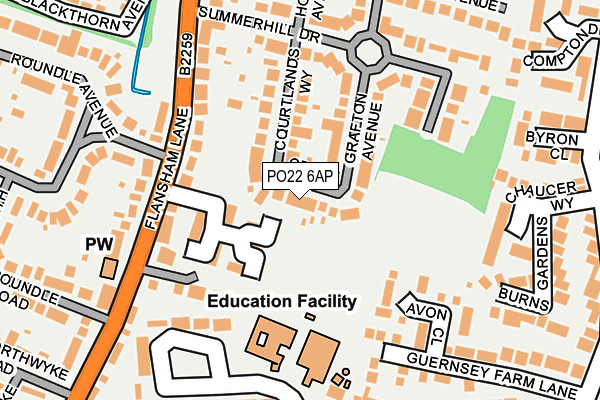 PO22 6AP map - OS OpenMap – Local (Ordnance Survey)