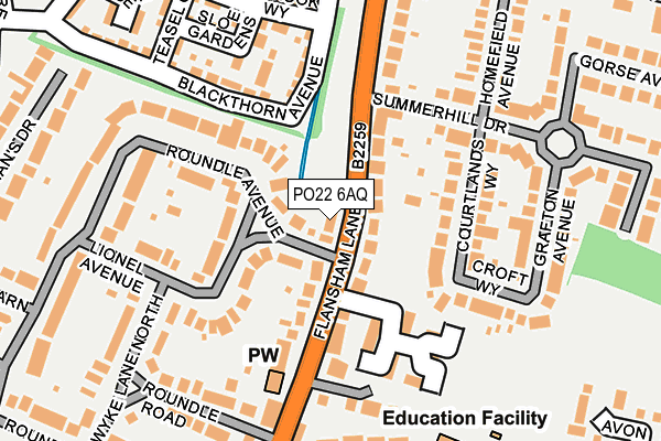 PO22 6AQ map - OS OpenMap – Local (Ordnance Survey)