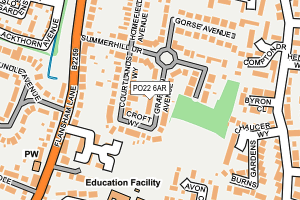 PO22 6AR map - OS OpenMap – Local (Ordnance Survey)