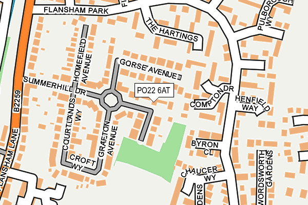 PO22 6AT map - OS OpenMap – Local (Ordnance Survey)