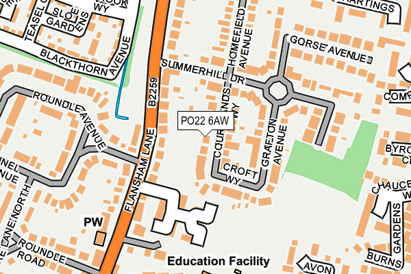 PO22 6AW map - OS OpenMap – Local (Ordnance Survey)