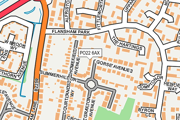 PO22 6AX map - OS OpenMap – Local (Ordnance Survey)