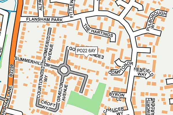 PO22 6AY map - OS OpenMap – Local (Ordnance Survey)