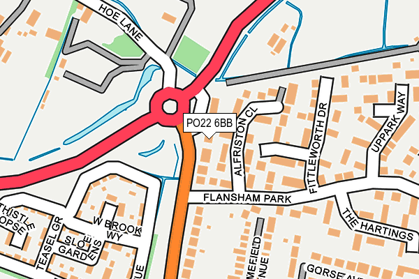 PO22 6BB map - OS OpenMap – Local (Ordnance Survey)