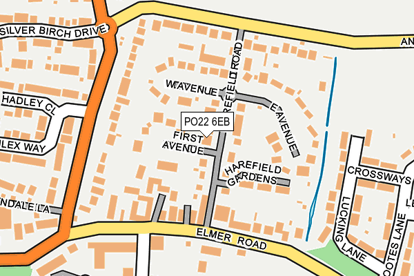 PO22 6EB map - OS OpenMap – Local (Ordnance Survey)