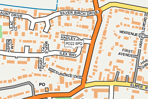 PO22 6PQ map - OS OpenMap – Local (Ordnance Survey)