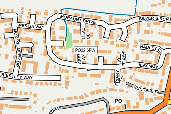 PO22 6PW map - OS OpenMap – Local (Ordnance Survey)