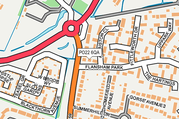 PO22 6QA map - OS OpenMap – Local (Ordnance Survey)