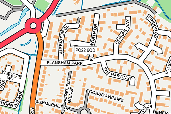 PO22 6QD map - OS OpenMap – Local (Ordnance Survey)