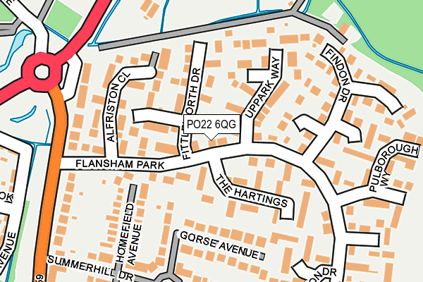 PO22 6QG map - OS OpenMap – Local (Ordnance Survey)