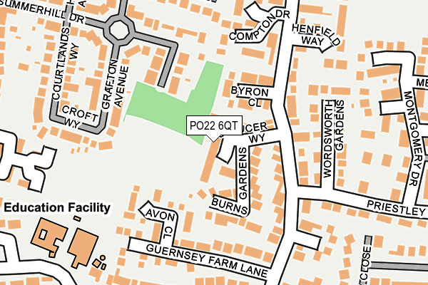 PO22 6QT map - OS OpenMap – Local (Ordnance Survey)