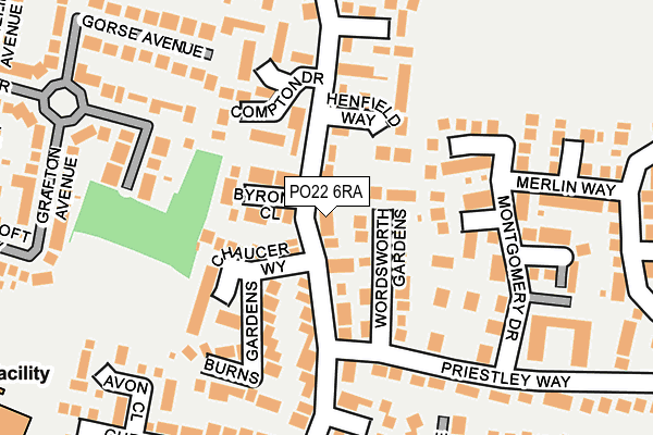 PO22 6RA map - OS OpenMap – Local (Ordnance Survey)