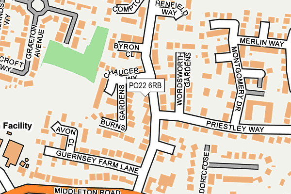 PO22 6RB map - OS OpenMap – Local (Ordnance Survey)