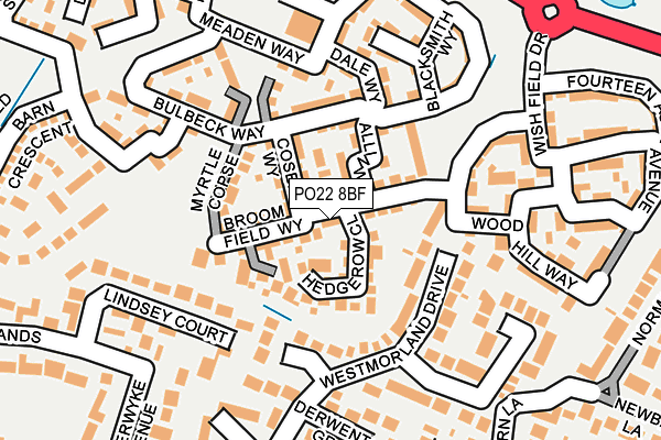 PO22 8BF map - OS OpenMap – Local (Ordnance Survey)