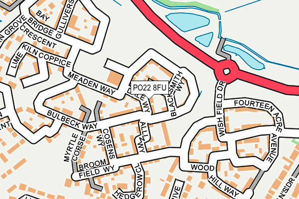 PO22 8FU map - OS OpenMap – Local (Ordnance Survey)