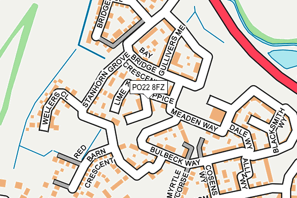PO22 8FZ map - OS OpenMap – Local (Ordnance Survey)