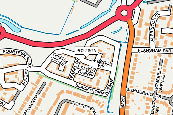 PO22 8GA map - OS OpenMap – Local (Ordnance Survey)