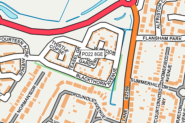 PO22 8GE map - OS OpenMap – Local (Ordnance Survey)