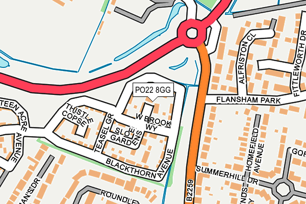 PO22 8GG map - OS OpenMap – Local (Ordnance Survey)