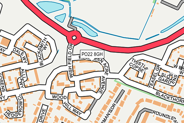 PO22 8GH map - OS OpenMap – Local (Ordnance Survey)