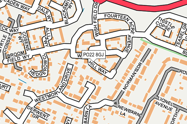 PO22 8GJ map - OS OpenMap – Local (Ordnance Survey)