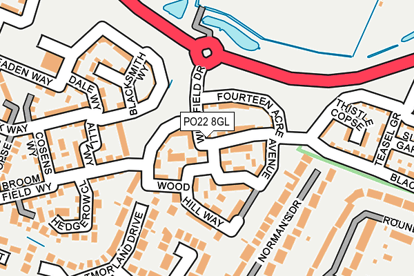 PO22 8GL map - OS OpenMap – Local (Ordnance Survey)