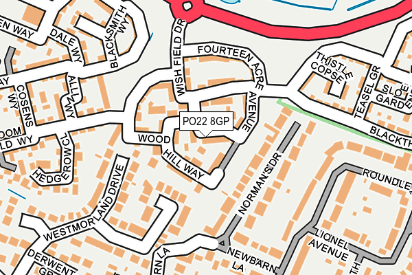 PO22 8GP map - OS OpenMap – Local (Ordnance Survey)