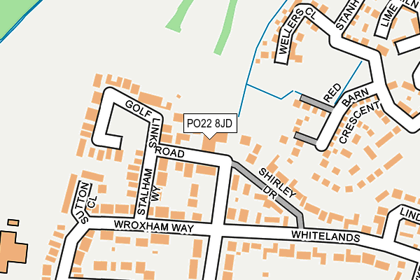 PO22 8JD map - OS OpenMap – Local (Ordnance Survey)