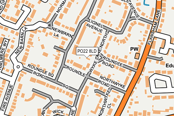 PO22 8LD map - OS OpenMap – Local (Ordnance Survey)