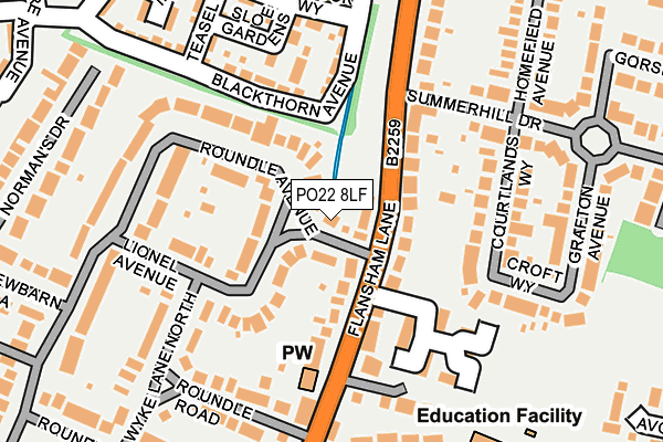 PO22 8LF map - OS OpenMap – Local (Ordnance Survey)