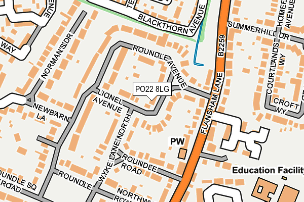 PO22 8LG map - OS OpenMap – Local (Ordnance Survey)